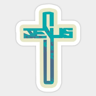 Blue and Purple Jesus Cross Sticker